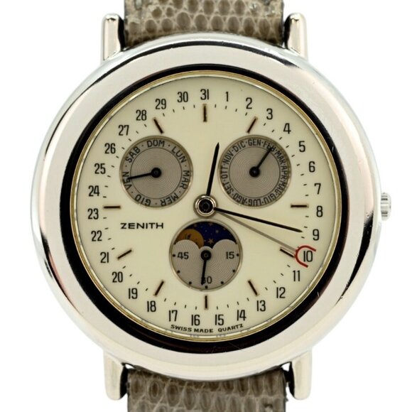 Rare Vintage Men's Zenith 35mm Triple Calendar Monophase Watch Ref: 11.0010.393! - Picture 1 of 9